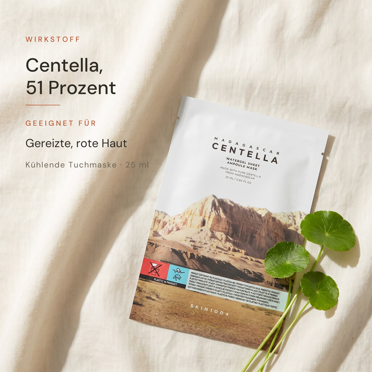 SKIN1004 Watergel Tuchmaske mit Wirkstoffangabe Centella 51 Prozent
